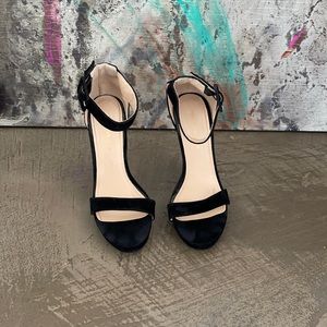 Suede single strap heels
